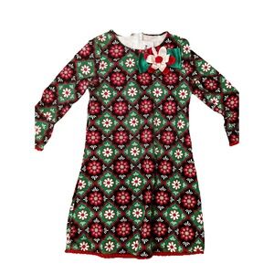 Counting Daisies dress  Sz  10 Girls Green Red Christmas